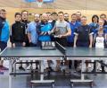 Bild: jlr
Die Teilnehmer der Vereinsmeisterschaft der Sparte Tischtennis mit Übergabe des Vereinspokals von Abteilungsleiter Jürgen Lautner (Fünfter von links) an den neuen Vereinsmeister Sebastian Thurn (Achter von links).