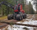 Bild: Florian Fischer/exb
Forstunternehmer Stefan Kraus vom gleichnamigen Forstbetrieb aus Poppenreuth räumt im Revier Hatzenreuth mit dem Harvester auf.