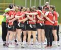 Bild: Ziegler
Die Sulzbacher Handballerinnen schwören sich auf das Spiel ein.