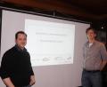 Bild: mfh
Stadtratskandidat Stefan Thar (rechts) und Fabian Höhne (links) gestalteten den äißest interessanten Abend zum Thema Leerstandsmanagement.