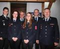 Bild: Günter Schindler 
Bei der Feuerwehr Wolfsbach gab es Beförderungen (von links): Bürgermeister Markus Dollacker, Kommandant Dominik Ernst, Vanessa Singer, Vorsitzender Günter Schindler, Sarah Wiesner, 2. Kommandant Raimund Meier und Kreisbrandmeister Jürgen Ehrnsberger.