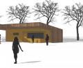 Bild: Planskizze der Architekten Fichtner-Gruber/exb
Bürgermeister Hermann Ach bezeichnete den Plan für die Errichtung des Kiosks im Kurpark einen Diskussions-Entwurf, der vielleicht etwas zu modern aussehe.
