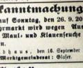 Repro: fjo
Der Marktrat entschied sich auch damals für eine Absage seines Markttags und inserierte entsprechend im ehemaligen "Vohenstraußer Anzeiger".