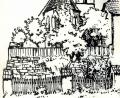 Repro: exb/Johann Ott
Die Eschenbacher Kirche – hier als Skizze dargestellt – spielte früher eine wichtige Rolle im Leben der Bürger. Vor über 450 Jahren wird die Rußweiherstadt evangelisch.