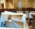 Bild: Portner
Im Juni 2019 lagerten Schotterberge im leergeräumten Kirchenschiff. Mittlerweile ist die Quaderbemalung im trockengelegten Sockelbereich erneuert.