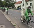 Bild: Bühner
Greenpeace auf der Fahrt durch Weiden, hier an der Friedrich-Ebert-Straße, wo Autos oft eng an Fahrrädern vorbeifahren.