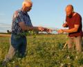 Bild: Barbara Ströll, Öko-Modellregion
Fachberater Konrad Maier (rechts) besucht mit Landwirten einen Ökobauernhof in Ensdorf. Dort tauscht man sich über Erfahrungen, die man gemacht hat, aus.