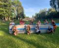 Bild: soj
Im Freibad Selingau probierten die jungen Sportler der TSG-Aktiv ihre neue Airtrackmatte aus.