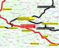 Bild: Grafik: Oberpfalz-Medien/Maps4News
Ausschnitt aus den Planungen zur Elektrifizierung: So soll die Stromleitung im westlichen Landkreis Amberg-Sulzbach verlaufen.