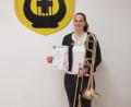 Bild: sak
Die Orchester-Musikerin und Leiterin des Jugendorchesters, Irene Meiler, besteht die Gold-Prüfung des Nordbayerischen Musikbunds im Fach Posaune.