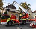 Bild: gf
Mit dem Teleskopgelenkmast rückte die Feuerwehr Amberg in die Wingershofer Straße aus.