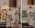 Bild: hai
In einem festlichen Gottesdienst begleitete Pfarrer Sven Grillmeier (links Bild, Vierter von links) Ben Berg, Maximilian Maßmann, Tim Strößenreuther und Yannik Seelos (vorne von links) zum Tisch des Herrn, ebenso Luca Neugirg (rechtes Bild).