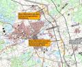 Grafik: Tennet/exb
Aktuelle Karte vom Trassenverlauf des Süd-Ost-Links um Tirschenreuth. Mit den beiden neuen Alternativen (gelb-gestrichelte Linien) ist Bürgermeister Franz Stahl nicht einverstanden.