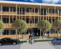 Grafik: Architekturbüro Knipl, Pracht und Partner
So soll die Hauptfassade des geplanten Neubaus aussehen, in den das Sonderpädagogische Förderzentrum Nabburg umziehen wird. Im Zuge dieser Maßnahme wird die Maria-Schwägerl-Schule jeweils eine Stütz- und Förderklasse für die Grundschul- sowie die Mittelschulstufe erhalten.