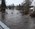 Bild: soj
Das Wasser der Fichtelnaab trat in Ebnath am Donnerstagmorgen über das Ufer.
