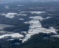 Bild: mür
Anders als es auf dem Luftbild aussieht ist das Eis auf den Teichen in der Region nur noch sehr dünn.
