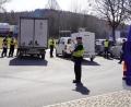 Bild: dob
Auf dem Parkplatz Ulrichsberg Nord der Autobahn A 6 laufen die strikten Einreisekontrollen der Bundespolizei.