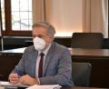 Bild: as
Landrat Roland Grillmeier verteidigte die Strategie im Kampf gegen Corona: "Testen, testen, testen."