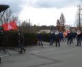 Bild: bk
Rund 120 Beschäftigte beteiligen sich am Freitag am zweistündigen Warnstreik bei der BHS.