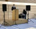 Bild: mor
Kein Schmuck in der Halle, Desinfektionsmittel statt Bier oder Wasser in Reichweite. CSU-Kreischef Stephan Oetzinger beschränkte sich auch bei seiner Rede auf der Delegiertenkonferenz in Windischeschenbach nur auf das Nötigste.