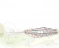 Bild: Architekturbüro Leinhäupl + Neuber 
Eine Ansicht der sanierten und um einen Anbau erweiterten Sporthalle aus Richtung Sportplatz: Diesen Entwurf zeigte Architekt Markus Neuber im Kreisausschuss.