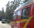 Bild: jma
Die Feuerwehr und die Polizei sichern die Unfallstelle auf der B470 ab.