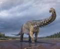Bild: Vlad Konstantinov/Scott Hocknul
Eine künstlerische Darstellung zeigt den Dinosaurier Australotitan cooperensis, oder den Südtitan. Paläontologen haben bestätigt, dass Queensland einst die Heimat eines der größten Dinosaurier der Welt war. Foto: Vlad Konstantinov/Scott Hocknul/Queensland Museum/The Eromanga Natural History Museum/AAP/dpa