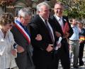 Archivbild: Peter Gold/exb
Ein Foto aus ungetrübter Zeit: Martine Peureux, Jean-Pierre Meur, Peter Gold und Franz Stahl (von links) tanzen und feiern 2011 zehn Jahre Städtepartnerschaft in La Ville du Bois.