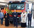 Bild: u
Am 10. Juni traf das neue Löschfahrzeug LF 20 auf dem Feuerwehrhof ein. Einen Monat später, noch vor dem ersten Einsatz, erhielt es den kirchlichen Segen. V. l.: Bürgermeister Hermann Falk, Pfarrer Stefan Fischer, Kommandant Sebastian Jasinsky, Stadtpfarrer Johann Hofmann, Vorsitzender Michael Schuminetz und Kreisbrandinspektor Martin Schmidt.