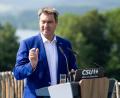Bild: Sven Hoppe
Heile Welt in Gmund: Ministerpräsident Markus Söder gibt vor Beginn der Klausur des CSU-Vorstands ein Pressestatement.