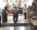 Bild: rlö
Der neue Posaunenchor beim "Gründungsgottesdienst" in der Rosenberger St. Johanniskirche. In der Mitte sitzend Chorleiter Kurt Lehnerer.