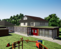 Bild: Architekturbüro H&amp;F/exb
Die Gemeinde Schirmitz plant die Erweiterung der Kindertagesstätte Maria Königin um zwei weitere Kinderkrippengruppen als erdgeschossigen Anbau an das ehemalige Schwesternwohnhaus. Grund und Bauten darauf gehören übrigens mittlerweile der Gemeinde.