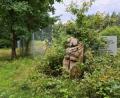 Bild: sne
Die geschnitzte Holzfigur ziert das Ende der Thumbachstraße und den Beginn des Truppenübungsplatzes. Sie hat noch keine Ahnung über die Pläne des Bauausschusses über eine Verbindung zur Talstraße.