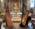 Bild: jzk
Die beiden Harfenistinnen Dariia Ahapova und Rosetta Schade (von links) begeisterten die Zuhörer bei ihrem Harfen-Rezital in der Stadtpfarrkirche.
