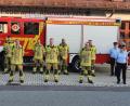 Bild: adj
Die Schiedsrichtern, Feuerwehrreferent Andreas Greiner und Bürgermeister Ernst Schicketanz konnten sich vom Ausbildungsstand der neuen Aktiven überzeugen.