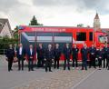 Bild: jma
Die Geehrten der Feuerwehr mit Kommandant Christian Götz (Dritter von rechts) und Vorsitzendem Korbinian Dunzer (links).