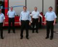 Bild: wfw
Stefan Reindl (Dritter von rechts) verließ die Dienstversammlung der Feuerwehr Schnaittenbach als frisch ernannter Brandmeister und neu gewählter stellvertretender Kommandant. Ihm gratulierten (von links) Bürgermeister Marcus Eichenmüller, Kreisbrandrat Fredi Weiß, der bisherige Kommandanten-Vize Karl Hottner, Kreisbrandinspektor Martin Schmid sowie Kreisbrandmeister Marco Weiß und Kommandant Michael Werner.