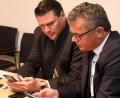Bild: Gerhard Götz
Landrat Thomas Ebeling und der Bürgermeister von Neunburg vorm Wald, Martin Birner (beide CSU), verfolgten mit großem Interesse den Eingang der Wahlergebnisse.