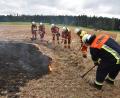 Bild: no
Einsatzkräfte der Feuerwehr Illschwang sorgen mit Spezialwerkzeug für eine Einengung des Brandherdes auf dem Stoppelfeld bei Illschwang.