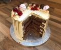 Bild: eik
Ein Traum – außen weiß, innen schokobraun: Der Schokoladen-Bockbier-Kuchen von Sebastian Kronseder.