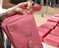 Bild: Petra Hartl
Wahlhelfer ordnen bei der Bundestagswahl 2021 Briefwahl-Unterlagen in Amberg.