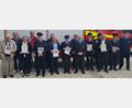 Bild: Magdalena Simon/exb
Die Feuerwehr Ammerthal ehrt einige Vereinsmitglieder für 40. 50 und 60 Jahre Treue.