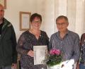Gruppenbild mit einem neuen und Gesicht (von links) der seit Oktober im Landkreis tätige Garten-Fachberater Markus Fuchs, Vereins-Jubilarin Irene Kopp, Vorsitzender Heinz Pickel und Fachberaterin Michaela Basler.