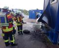 Archivbild: Feuerwehr Ursensollen/exb
Für die Feuerwehr Ursensollen war es ein ungewöhnlicher Einsatz: Sie musste im Mai einen Container löschen, der zum Lager der Baustelle an der A6 bei Theuern gehört. Jetzt beschäftigt dieser Brand die Amberger Justiz.