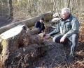 Bild: tra
Bürgermeister Hans Ram (links) und Förster Anton Preischl begutachten die geschädigten Wurzeln der umgefallenen Esche am Ensdorfer Eggenberg.