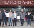 Bild: Gerhard Weber/exb
Die Lehrkräfte Stefan Heldwein, David Bartmann, Rainer Völkl, Albert Bauer, Matthias Weiser, Tanja Bachfischer und Daniela Pilz (von links) waren an den Bewerbungen maßgeblich beteiligt.