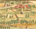 Bild:  Staatsarchiv Amberg/exb
Ausschnitt aus einer 1589 erstellten Karte, auf der auch das Kloster in Ensdorf zu sehen ist. Die Karte war aus Anlass eines Streits um ein Waldgebiet angefertigt worden.