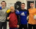 Bild: mzi
Die erfolgreichen Boxer des BC Amberg (von links): Eric Propp, Trainer Ahmed Göksu, Michael Metzler und Bundesligastarter Kirill Burbach.
