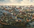 Bild: National Maritime Museum
Feuer, Rauch und kämpfende Menschen auf den Schiffdecks: Dieses Gemälde eines unbekannten Künstlers zeigt die grausame Realität der Seeschlacht von Lepanto.