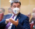 Bild:  Sven Hoppe/dpa
Ministerpräsident Markus Söder (CSU) gestikuliert auf der Regierungsbank im im bayerischen Landtag.